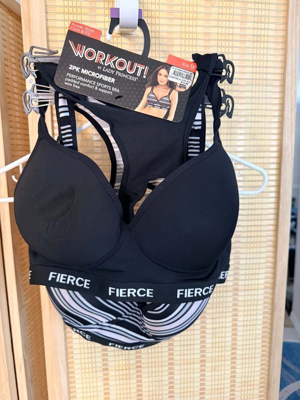 Workout by Lady Princess 2PK Microfiber Performance Sports Bra Fierce 1X